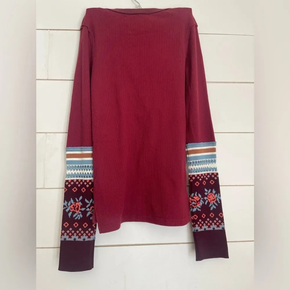 NWOT Free People Mikah Notch Neck waffle Top - Picture 9 of 14